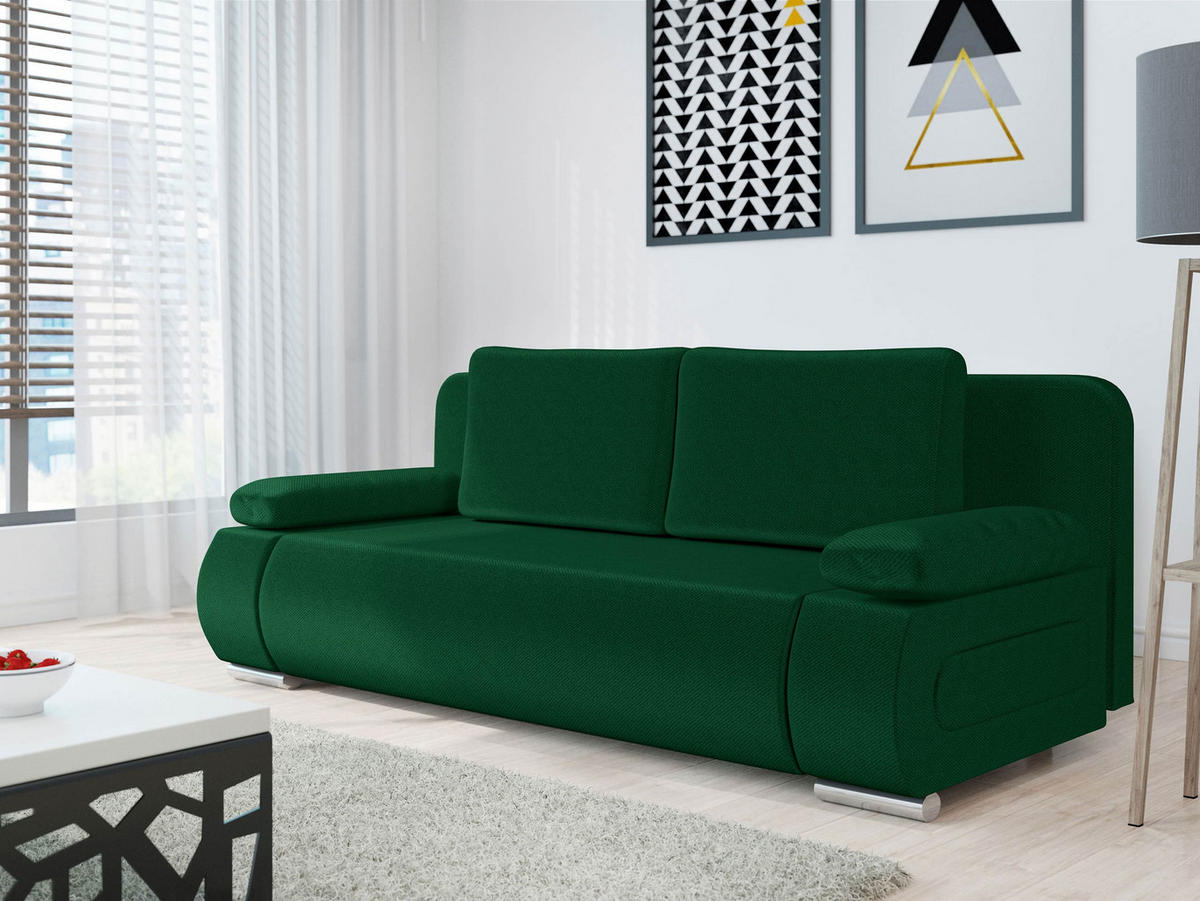 SCHLAFSOFA Emma - Dunkelgrün, Holz/Kunststoff (200/77/92cm) - MIRJAN24