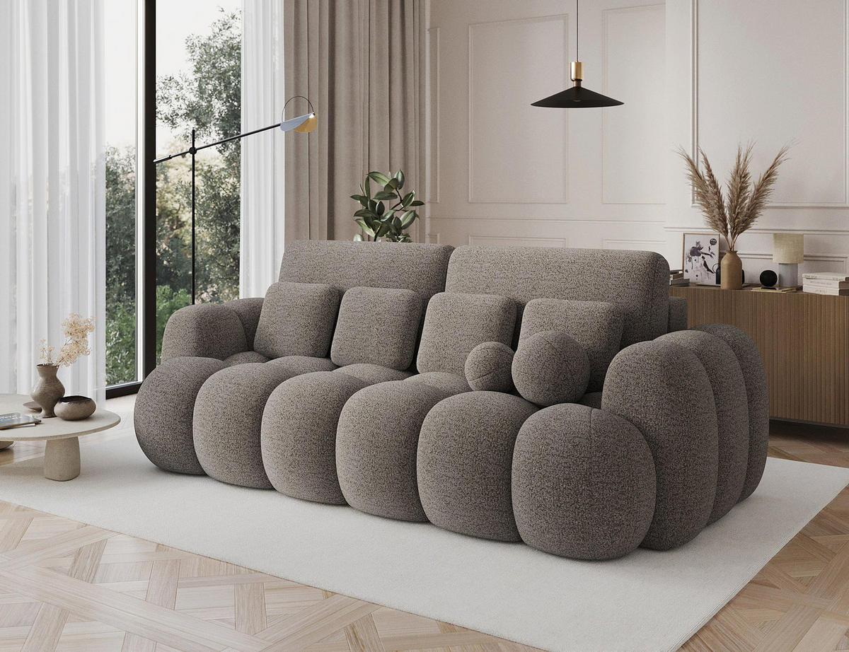 SCHLAFSOFA COTONN 256 cm – Modernes 3-Sitzer Sofa mit Schlaffunktion, Bettkasten und Dekokissen - Beige, Kunststoff (256/119/105cm) - Wohnideebilder