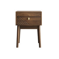 NACHTTISCH mit 1 Schublade & Goldener Griff - 2er Set Nachttische in Walnuss-Optik mit Holzbeinen - 40x 40 x 55 cm - Walnussfarben, Holzwerkstoff (40/55/40cm) - DELFA