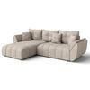 ECKSOFA L Form Verciani Hellbraun 266/190/91 cm mit Schlaffunktion - Schwarz/Bronzefarben, Kunststoff/Textil (266/190cm) - AX Living