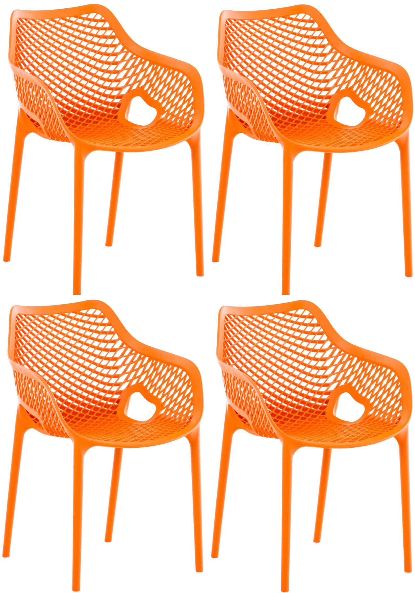 GARTENSTUHL 4er Set Kunststoff orange - Orange, Kunststoff (57/81/60cm) - CLP