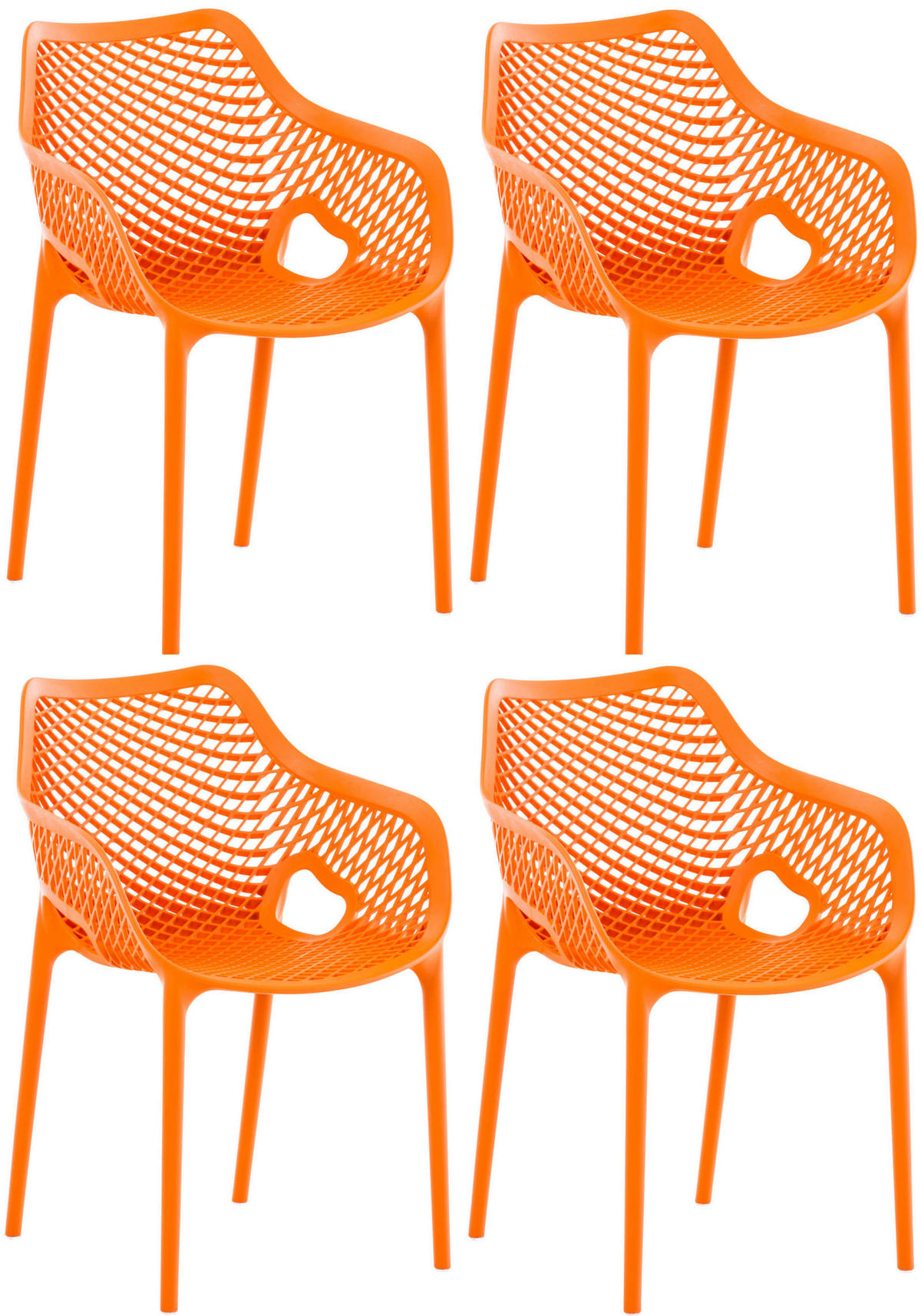 GARTENSTUHL 4er Set Kunststoff orange - Orange, Kunststoff (57/81/60cm) - CLP