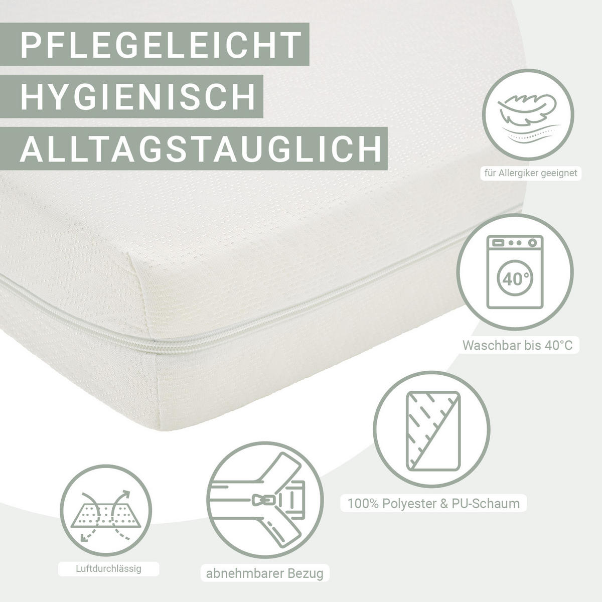 SCHAUMSTOFFMATRATZE mit H2 90/190/10 cm - Weiß, Textil (90/190cm) - Homestyle4u