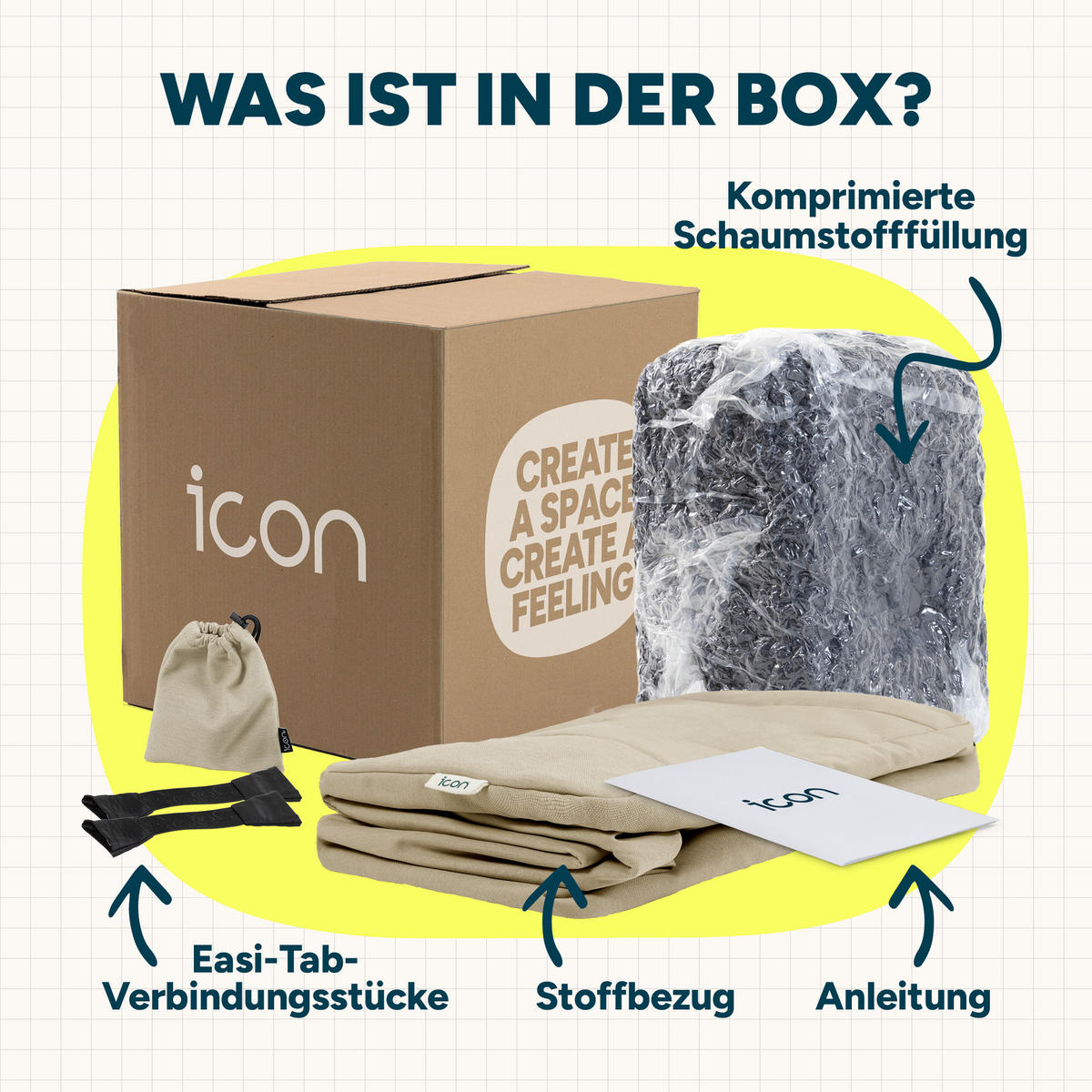 SITZSACK-SOFA Outdoor 3-tlg.: Ecksessel, Sessel, Fußstütze - Beige, Textil (195/68/100cm) - icon