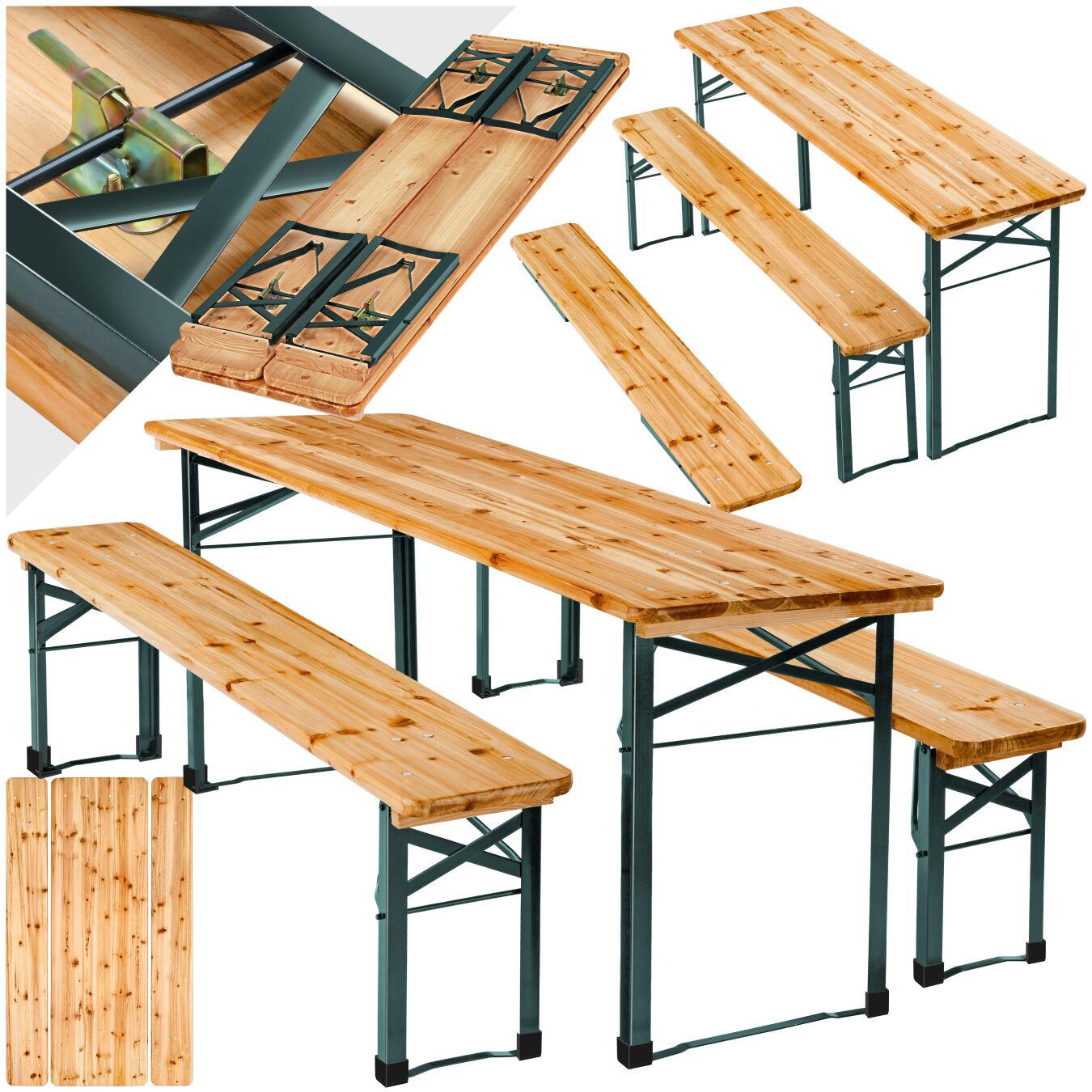 BIERZELTGARNITUR Sissi,robustes Tannenholz mit Schutzlackierung,braun - Braun, Naturmaterialien/Holz - tectake