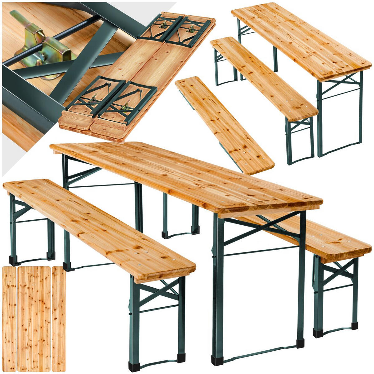 BIERZELTGARNITUR Sissi,robustes Tannenholz mit Schutzlackierung,braun - Braun, Naturmaterialien/Holz - tectake