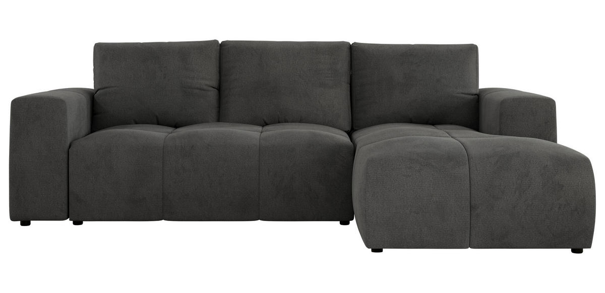 ECKSOFA MONIVA Dunkelgrau Velvet - Rechts - Dunkelgrau/Schwarz, Textil (266/164cm) - MKS