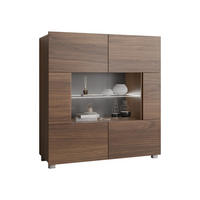 KOMMODE Calabrini 01 mit weißer LED Beleuchtung - Nussbaumfarben, Holzwerkstoff (100/107/35cm) - MIRJAN24