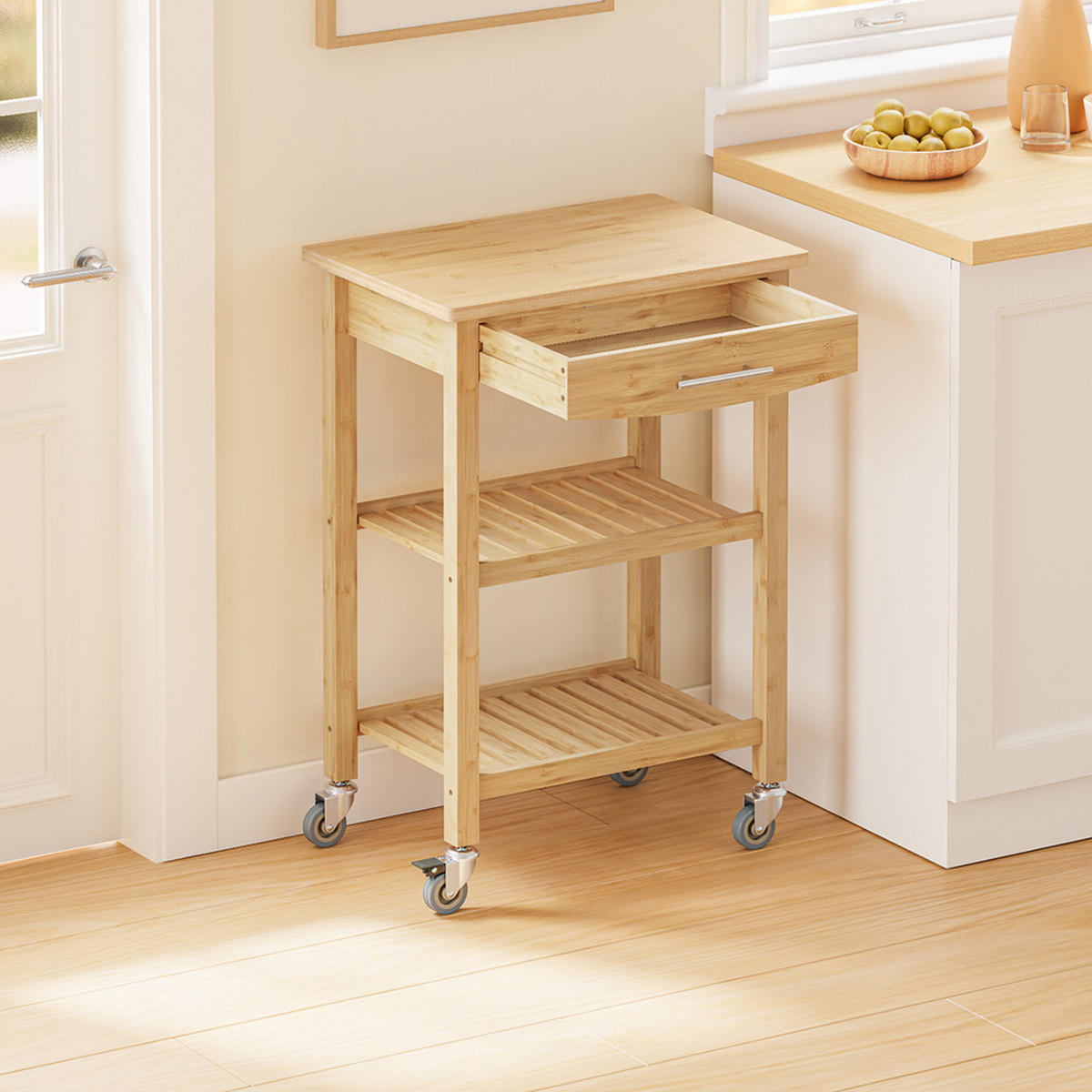 KÜCHENWAGEN rollbar 58x40x85cm Modern - Ahornfarben, Fell (40/85/58cm) - SoBuy