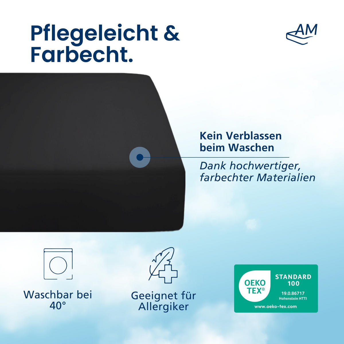 SPANNBETTLAKEN BOXSPRING 140/210/33 cm Schwarz - Schwarz, Textil (140/210cm) - AM Qualitätsmatratzen