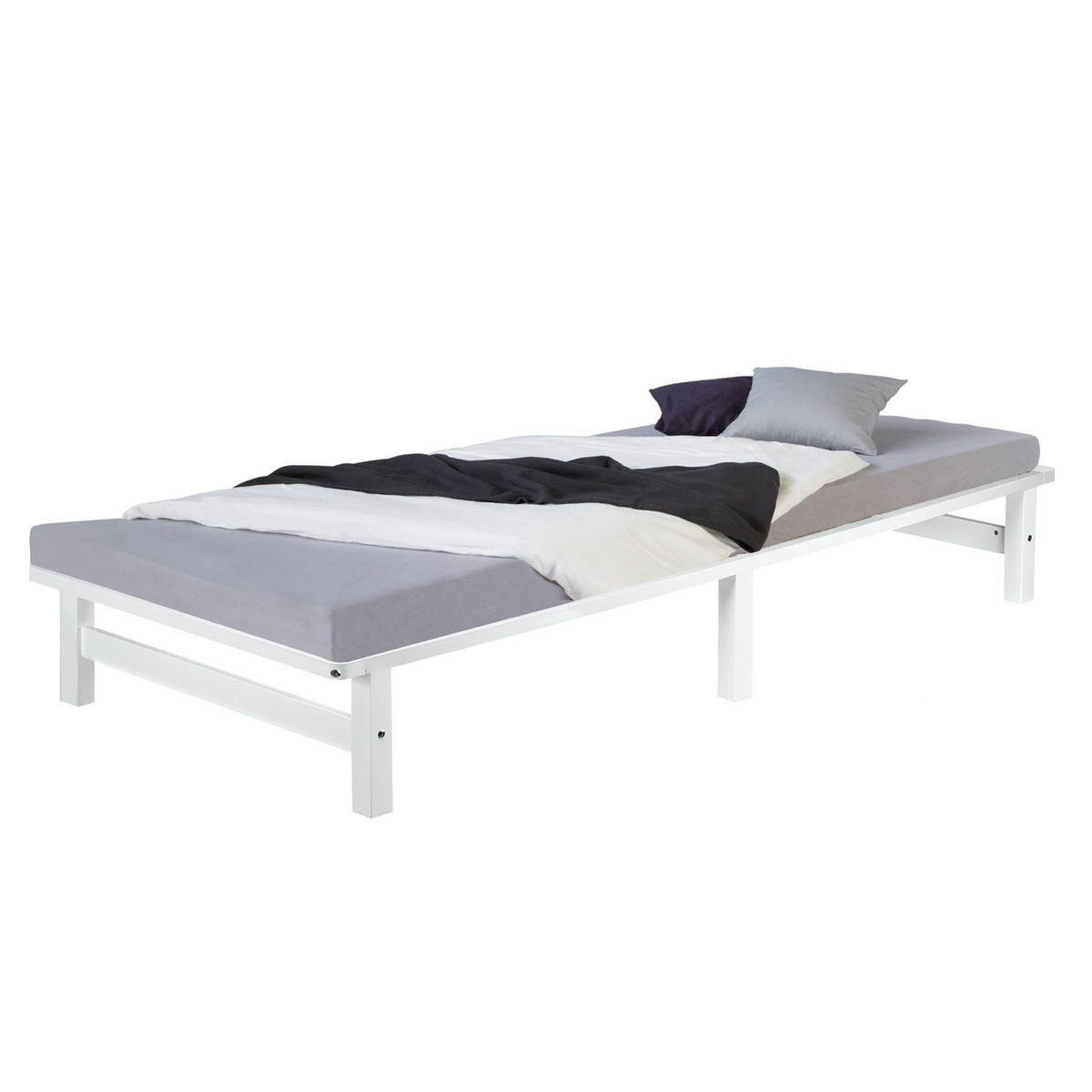 HOLZBETT Palettenbett 90/200 cm weiß - Weiß, Holz (90/200cm) - Homestyle4u