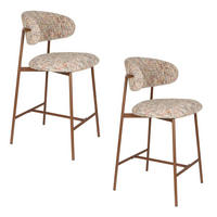 BARHOCKER Claes mit Rückenlehne 65 cm Mehrfarbig - 2 er Set - Beige, Kunststoff (44/94/51cm)