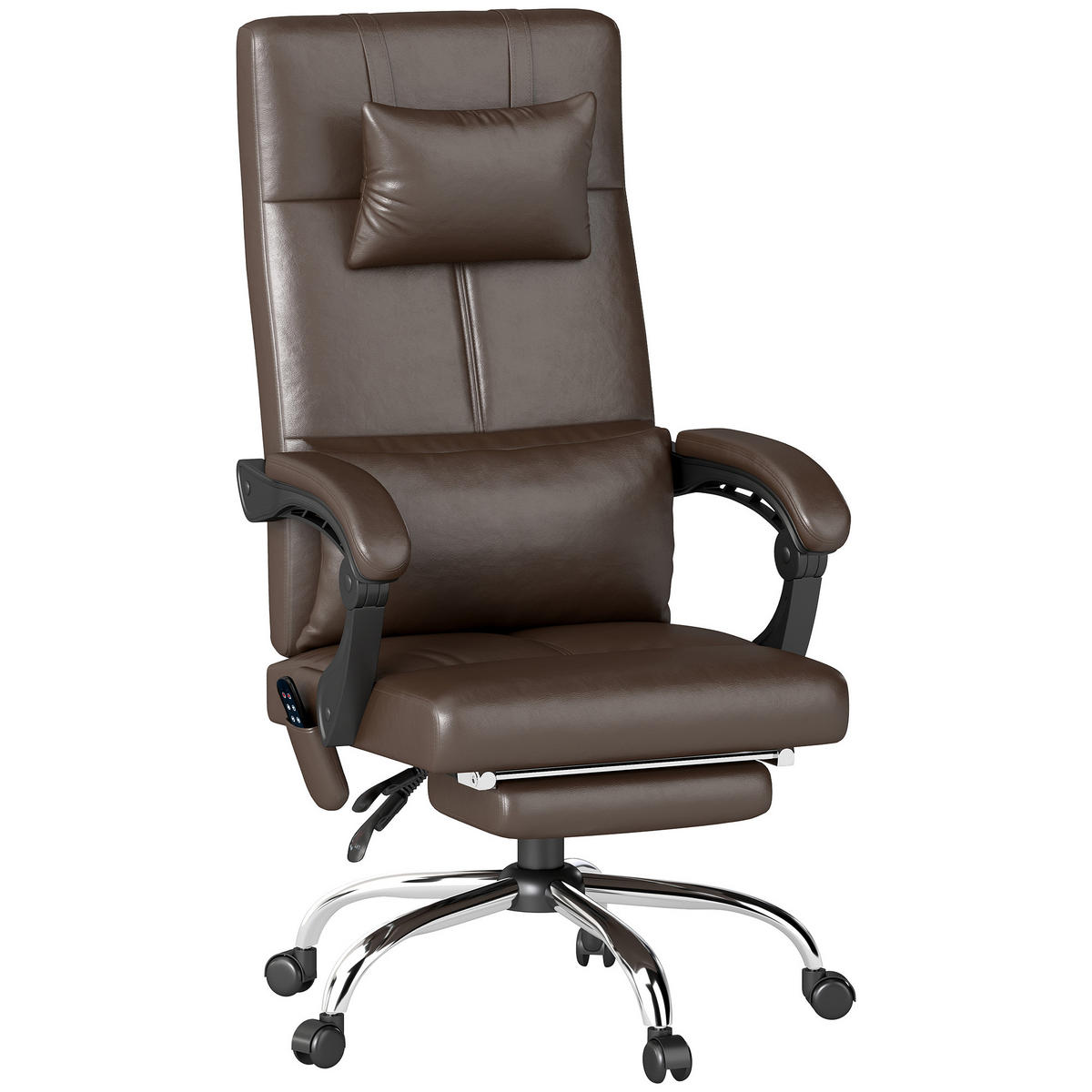 BÜROSTUHL mit Massagefunktion, Ergonomischer Chefsessel mit Heizung, Kaffee - Braun, Kunststoff (66/123/67cm) - Vinsetto