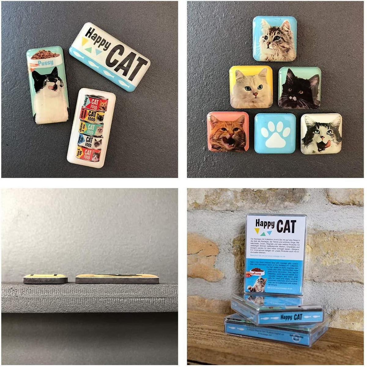 MAGNETSET 9-teilig Animal Club Happy Cats - Multicolor, Metall (7/9/2cm) - Nostalgic-Art