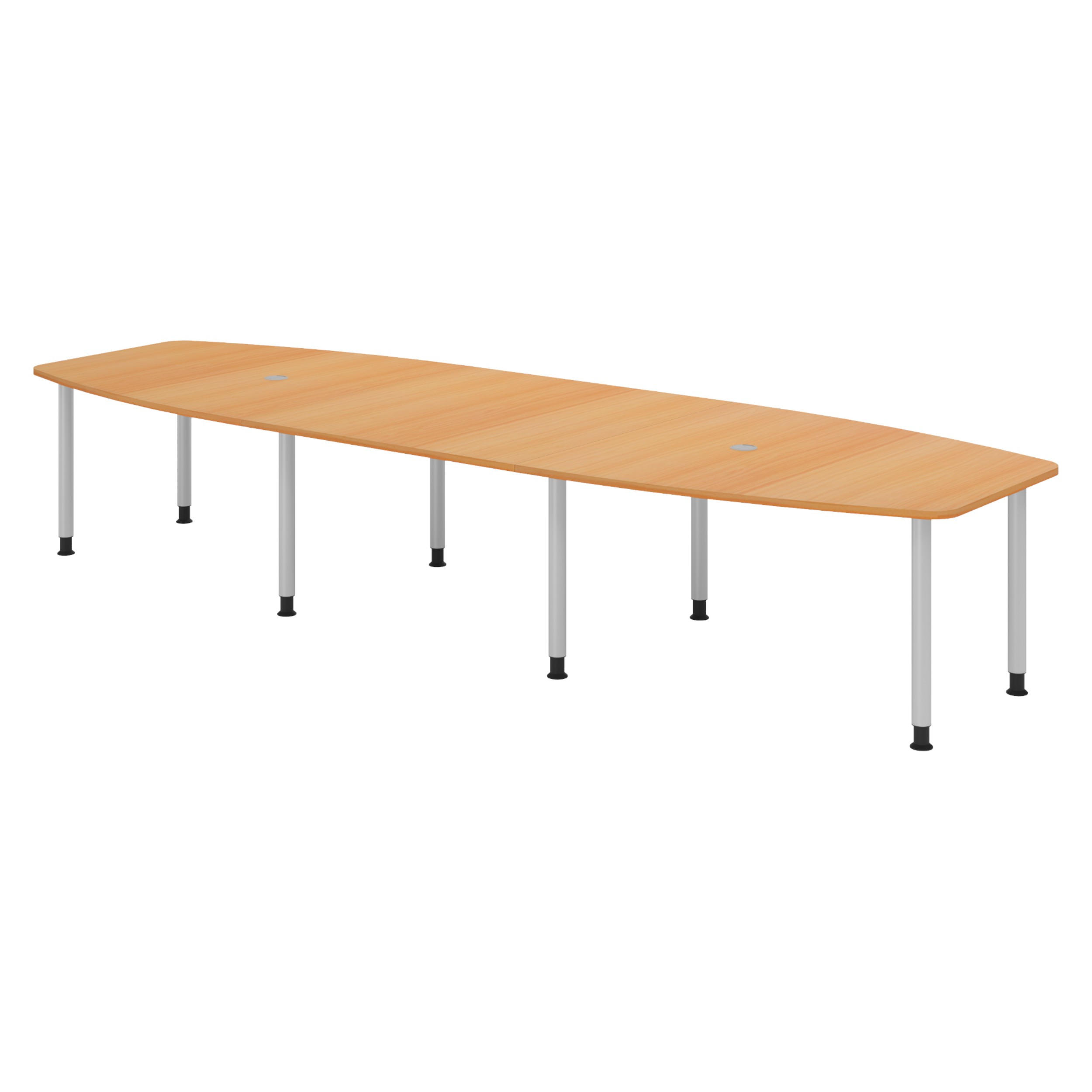 KONFERENZTISCH groß KT40 130/400/74 cm in Buchefarben/Füße in Silberfarben - Buchefarben/Silberfarben, Holzwerkstoff (130/400/74cm) - bümö
