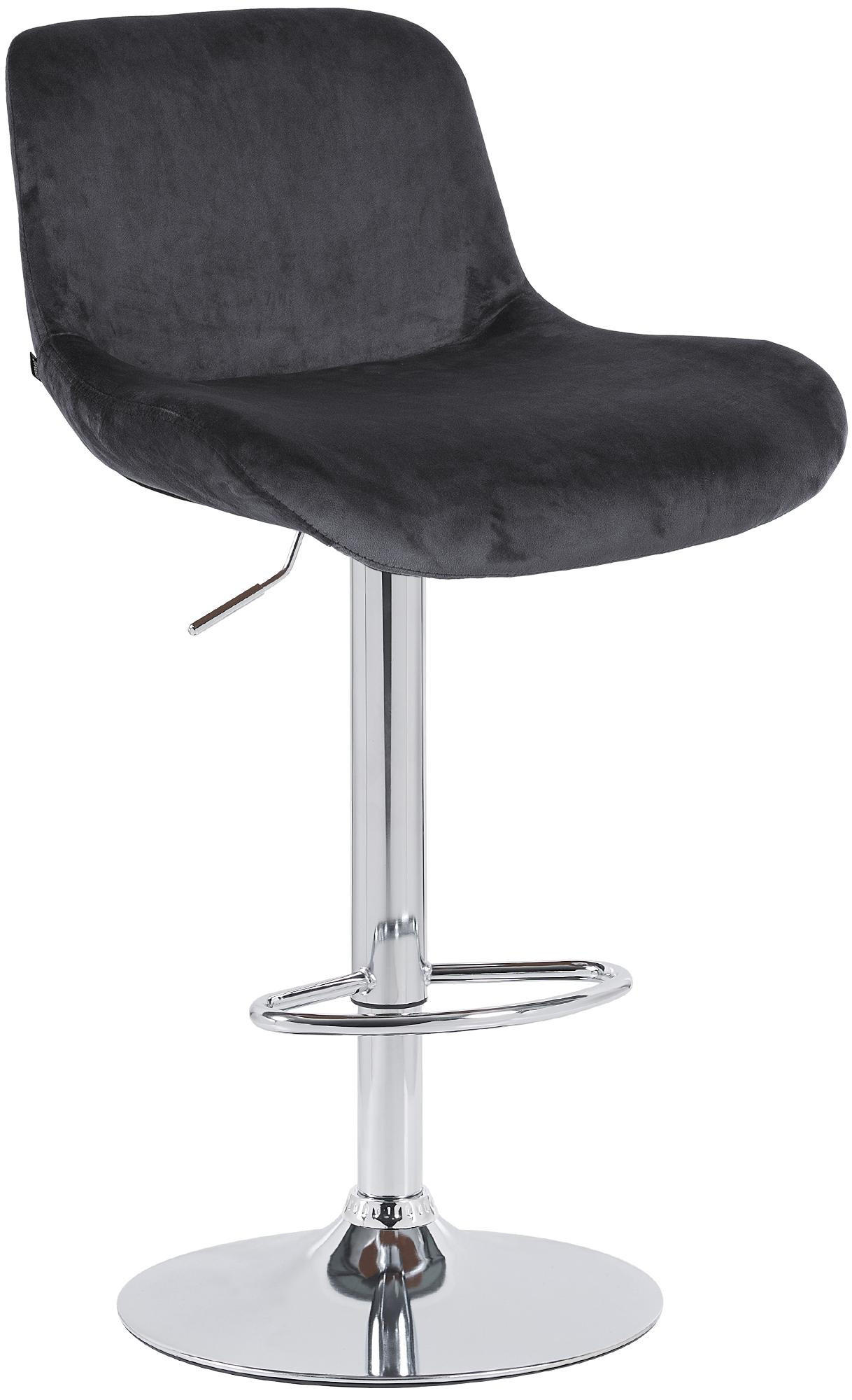 BARHOCKER Samt schwarz - Chromfarben/Schwarz, Textil/Metall (50/85/50cm) - CLP