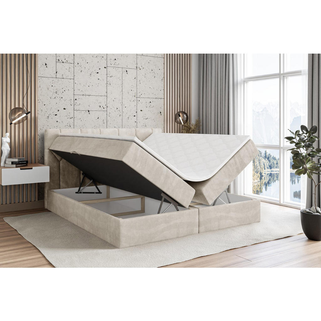 Thumbnail - Altdecor Boxbett, Ecru, Holzwerkstoff, Höhe ca. 20 cm, 140x200 cm, Schlafzimmer, Betten, Boxspringbetten