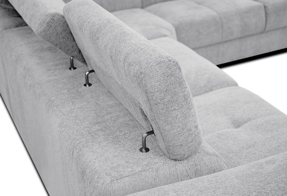 ECKSOFA CALVERA 5-Sitzer, hellgrau - Hellgrau, Holzwerkstoff/Textil (298/239cm) - Courtois Laville