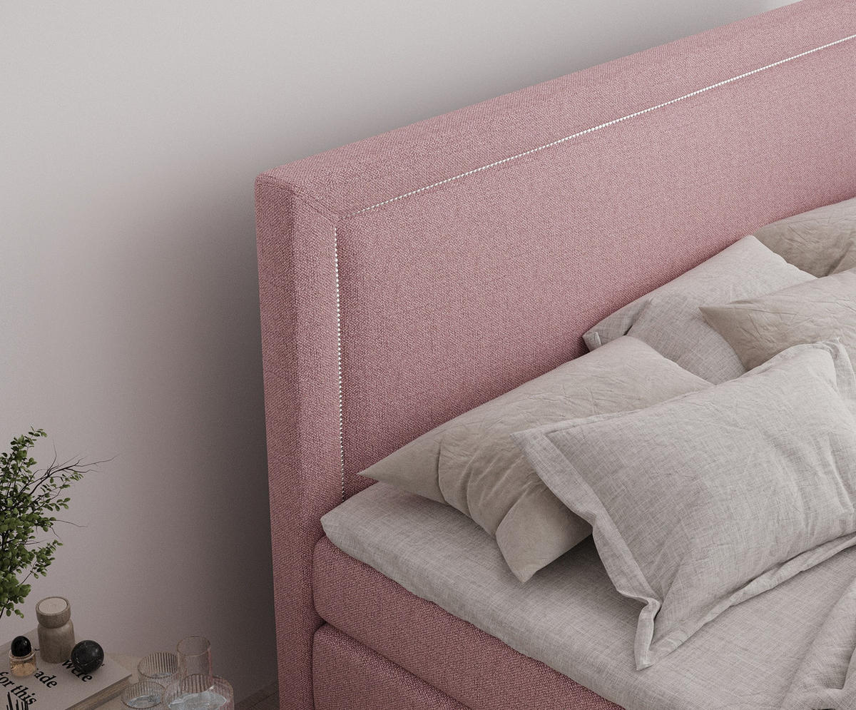 BOXSPRINGBETT Lavenda Rosa 160/200 cm - Schwarz/Rosa, Holz/Holzwerkstoff (160/200cm) - Maison de Reve