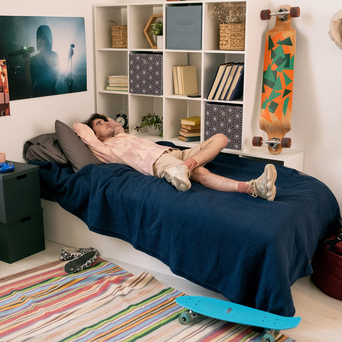 2XAUFBEWAHRUNGSBOX - Grau, Papier/Textil (30/30.5/30cm) - Relaxdays