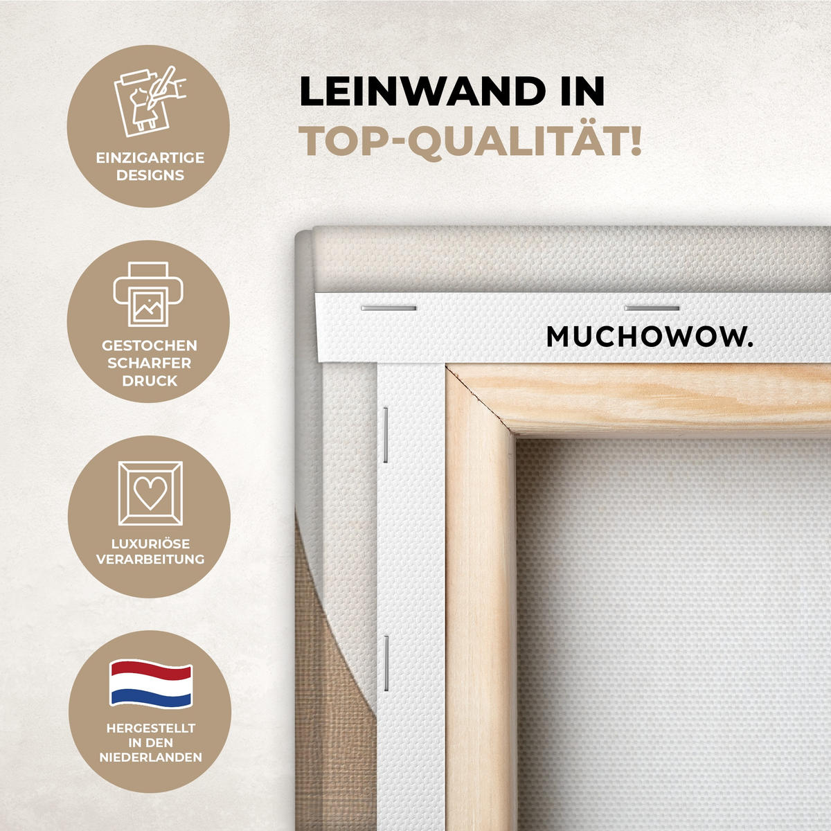 LEINWANDBILD Braun - Japandi - Abstrakt XXL 150x100 cm - Sandfarben, Textil (150/100cm) - MuchoWow