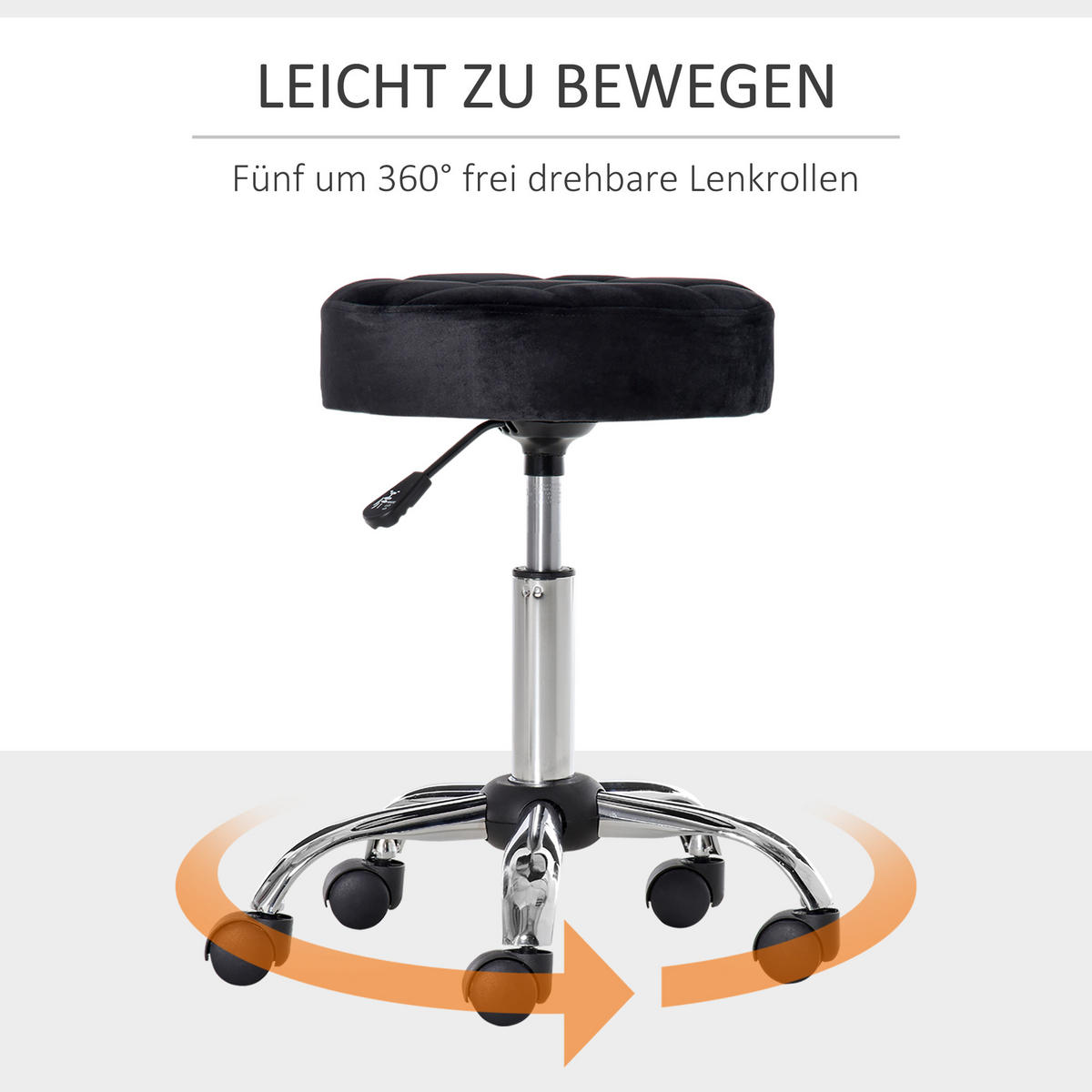 SALONSTUHL mit Rädern, Schwarz - Schwarz, Kunststoff (35/61/35cm) - HOMCOM