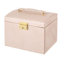 SCHMUCKKÄSTCHEN 17.5/13.5/12 cm Multifunktional Tragbar Schloss PU-Leder Samtfutter Nude-Pink - Pink, Leder/Textil (17.5/12/13.5cm) - Livingandhome