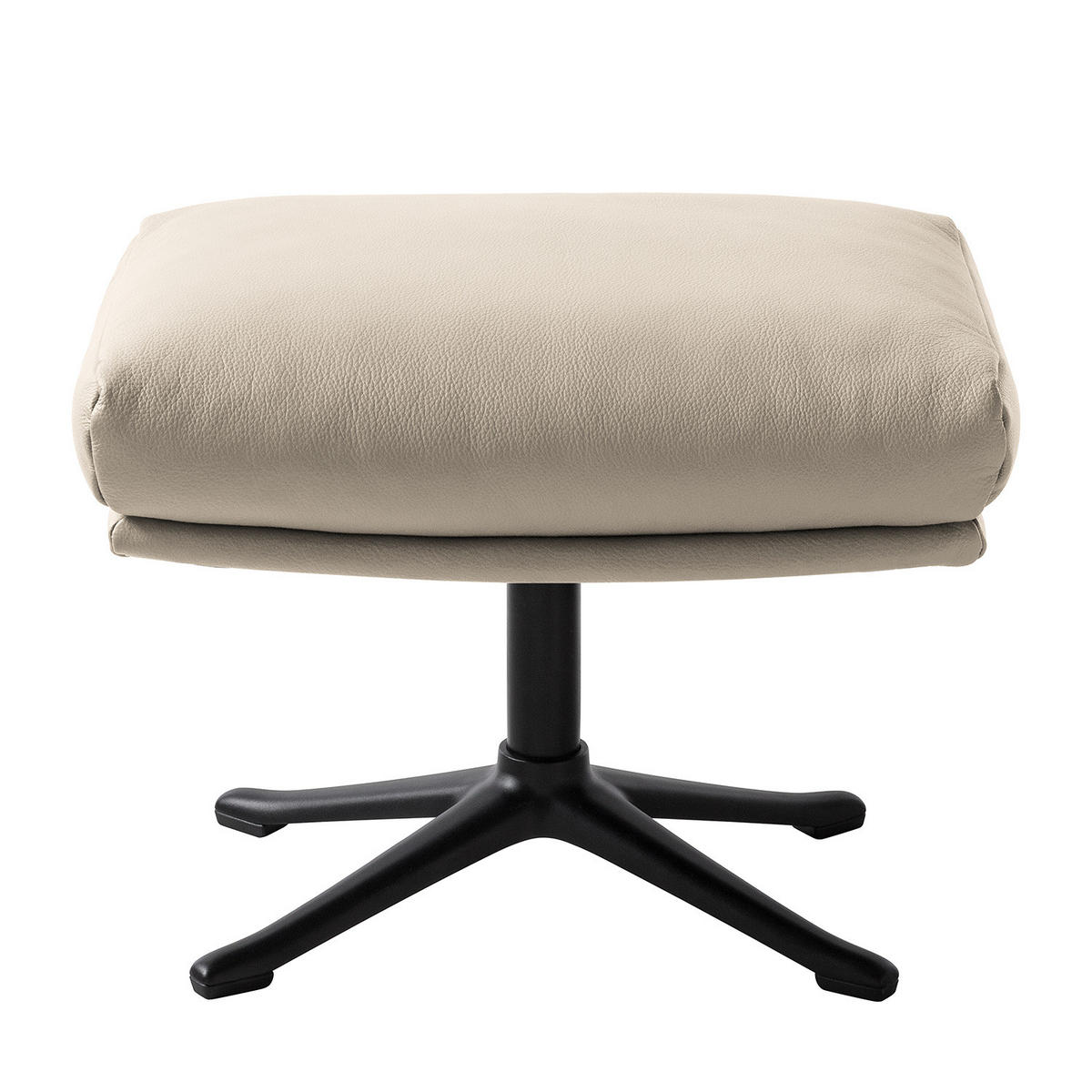 POLSTERHOCKER mit Kreuzfuß - Hellgrau/Schwarz, Leder/Metall (51/37/41cm) - home24