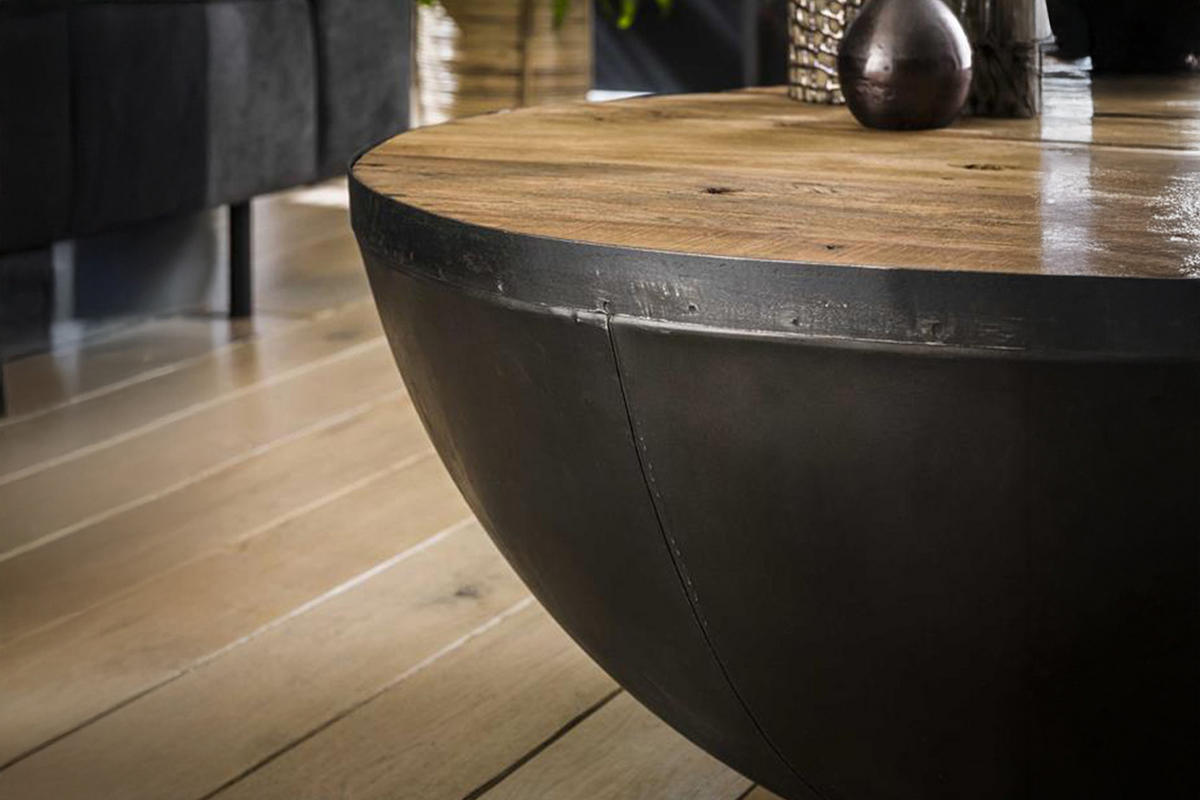 COUCHTISCH ELLA Braun Holz - Schwarz/Braun, Holz/Metall (90/90/40cm) - KAWOLA
