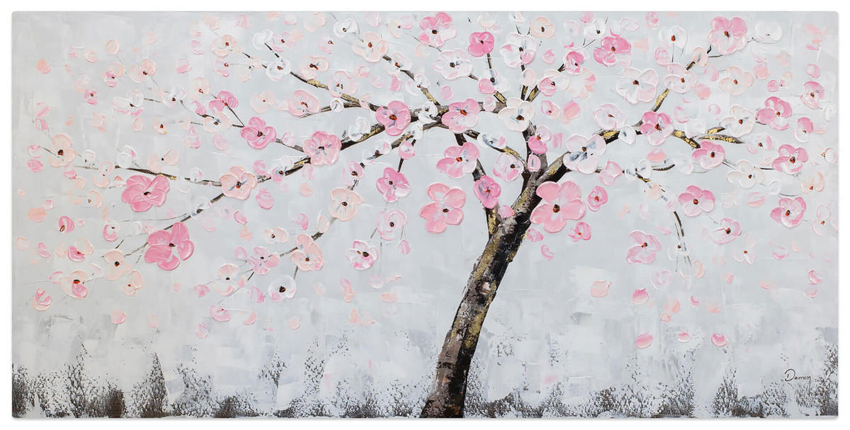 ACRYLBILD HANDGEMALT 120/60 cm - Pink/Grau, Holz/Textil (1.82/60cm) - KUNSTLOFT
