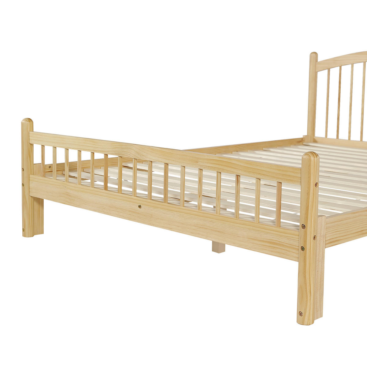 BETT 140/200 mit Gitter-Kopfteil und Lattenrost in Natur - Naturfarben, Holzwerkstoff (140/200cm) - EVRYAE