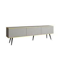 TV-LOWBOARD FORNO (Grau, Goldene Details, 3 Türen, schwarze Metallfüße, 175 cm) - Schwarz/Grau, Holz/Holzwerkstoff (175/53/32cm) - Ravio