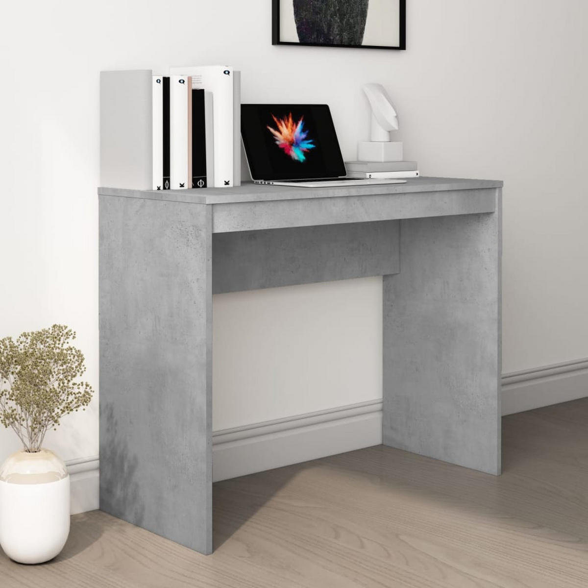 SCHREIBTISCH Modern 90/40/72 cm aus Holzwerkstoff Betongrau - Hellgrau/Grau, Holz (40/90/72cm) - vidaXL