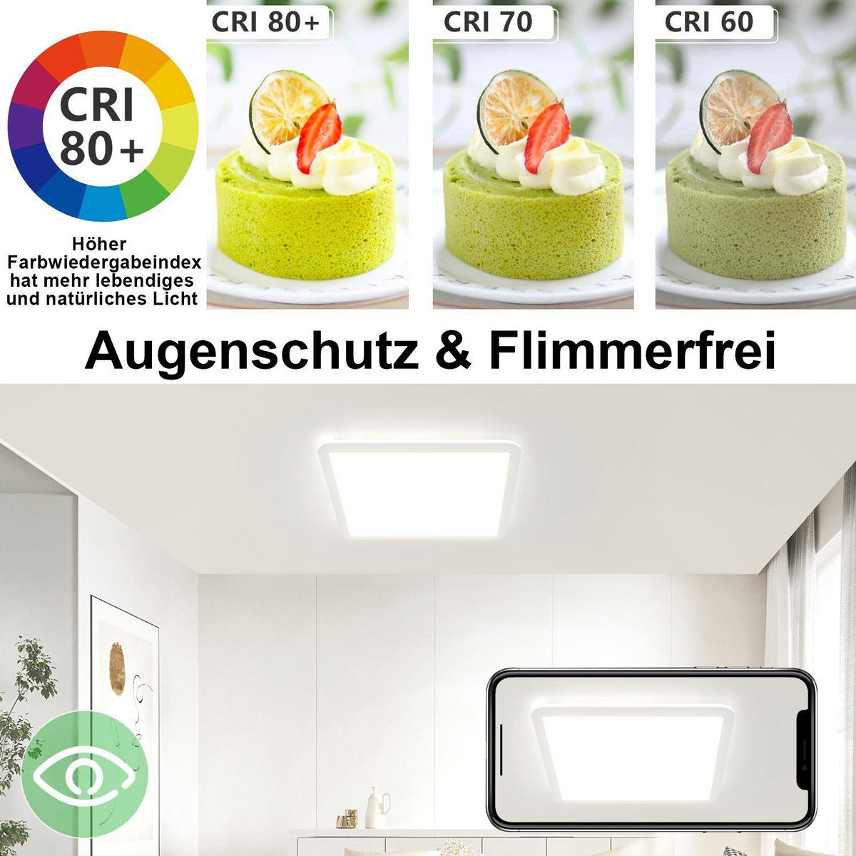 LED-DECKENLEUCHTE Schild 31/31/3 cm - Schwarz, Kunststoff (31/31/3cm) - Nettlife