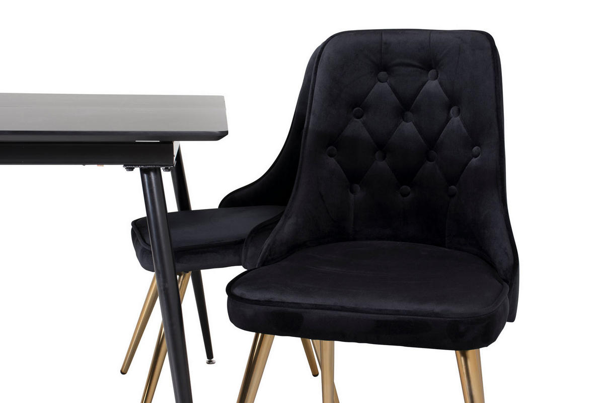 TISCHGRUPPE Schwarz - Goldfarben/Schwarz, Holzwerkstoff (90/76/120cm) - ebuy24