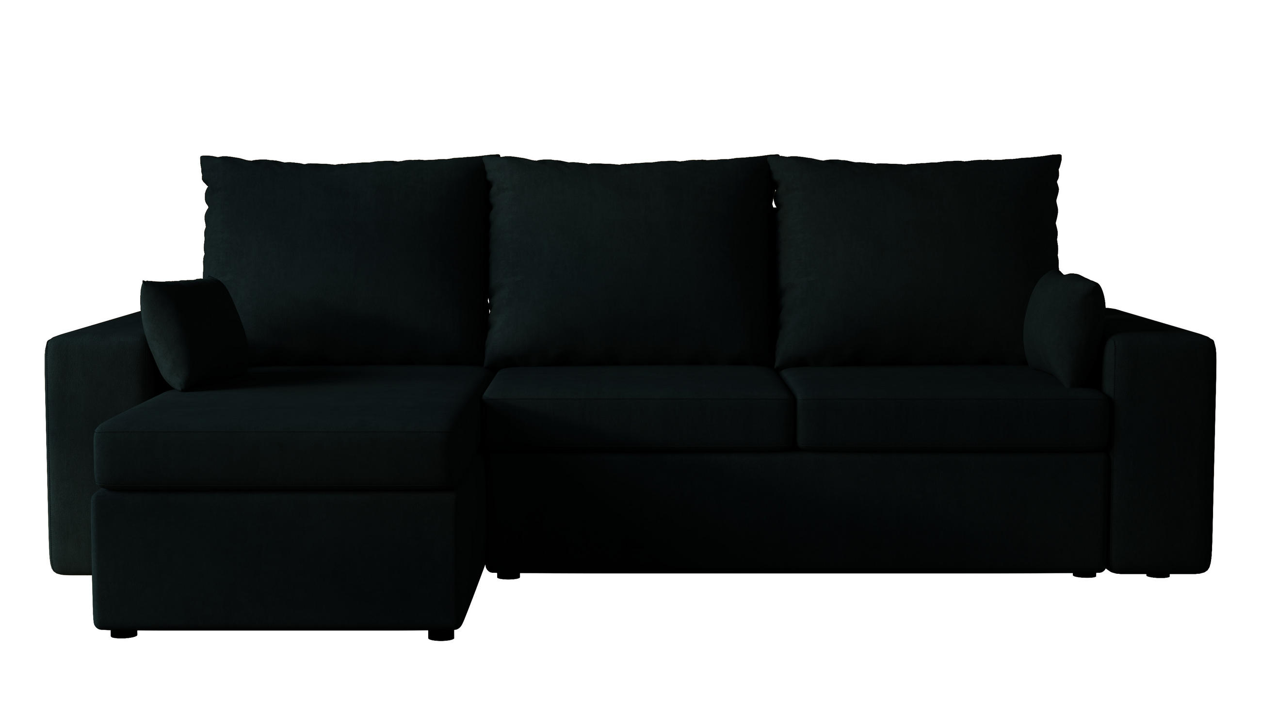 ECKSOFA Paco mit Bettkasten und Schlaffunktion, L-Form/XL-Form, Velourstoff, Universal - Anthrazit, Holzwerkstoff (246/145cm) - 4ALL HOME