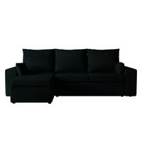 ECKSOFA Paco mit Bettkasten und Schlaffunktion, L-Form/XL-Form, Velourstoff, Universal - Anthrazit, Holzwerkstoff (246/145cm) - 4ALL HOME
