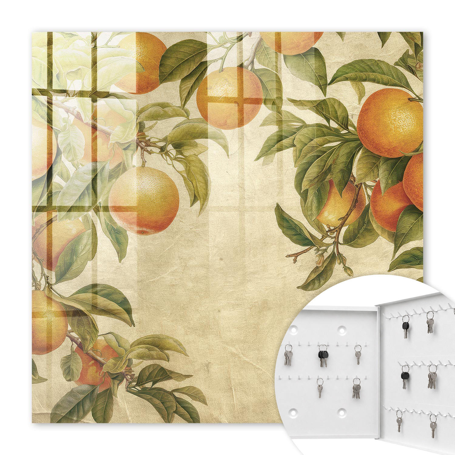 SCHLÜSSELBOX Weiß 30x30 cm – Türöffnung nach rechts - Orangen Natur - Orange, Metall (30/30/5cm) - TULUP