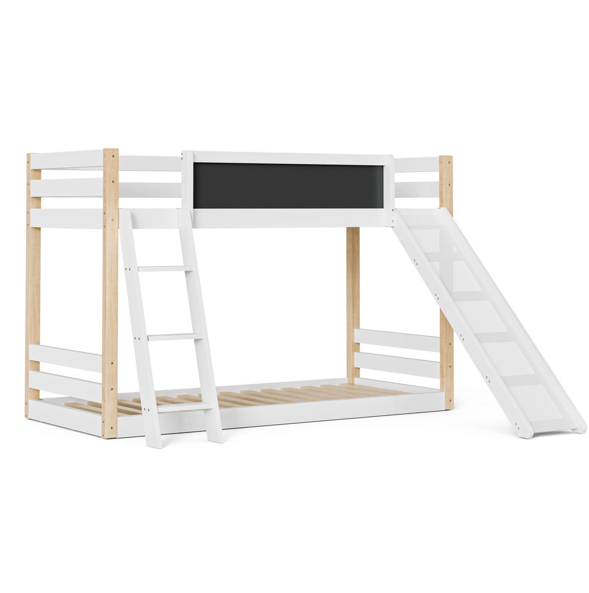 ETAGENBETT Weiß 90/200 cm mit Treppe und Rutsche - Weiß, Holz (90/200cm) - MIVRAY