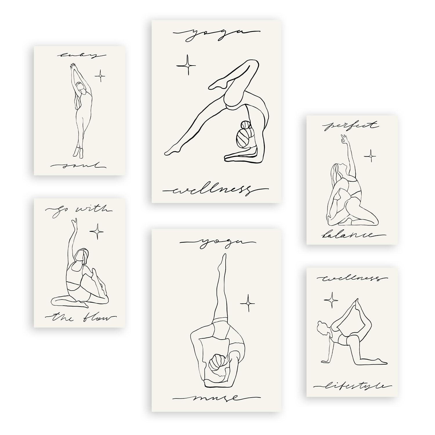 POSTER Set Mit 6 Yoga Musen 3 A3 & A4 Rahmenlos - Klar, Papier (29/3cm) - Nacnic