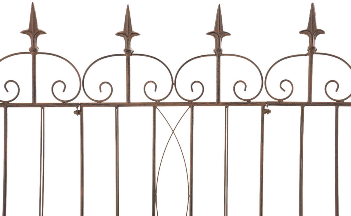 GARTENZAUN Linus 4er Set Antik 124x1x116cm Metall Antik-Braun Steckzaun - Braun, Metall (124/116cm) - DELUKE
