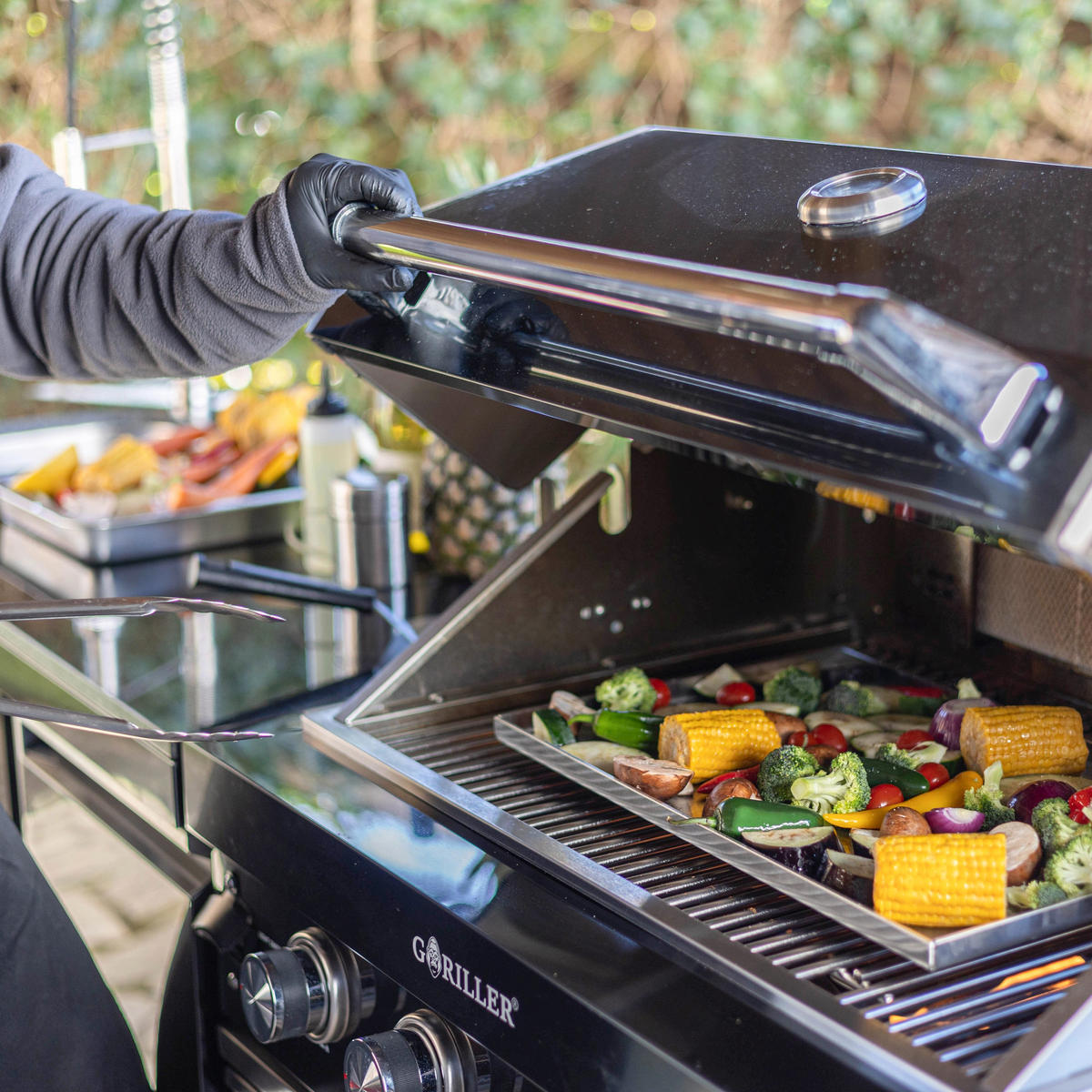 PLANCHA Grillplatte Edelstahl - Schwarz Hochglanz/Schwarz, Metall (35/90/45cm) - Goriller