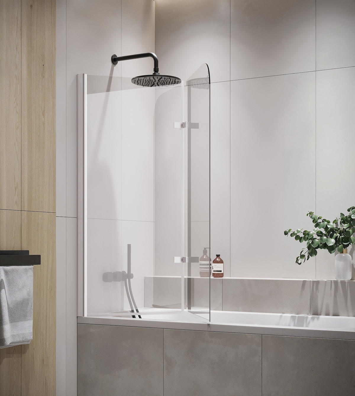 BADEWANNE Austin 2 Teile cm Chrom - 110 x 140 cm - Chromfarben, Glas (110/140cm) - Badplaats