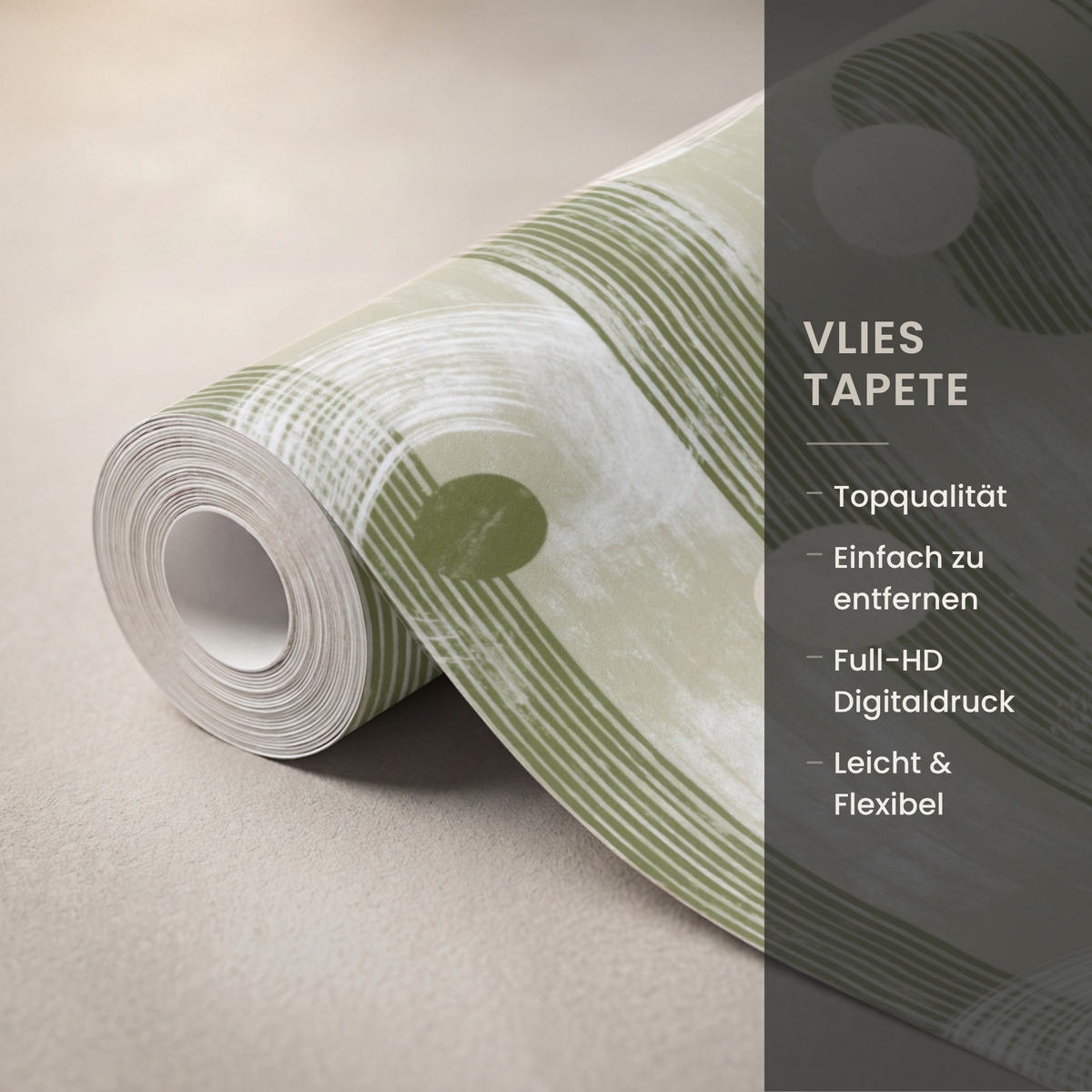 TAPETE - Künstlerisch - Modern - Grün - 160x220 cm - Olivgrün, Papier (160/220cm) - OnlyWow