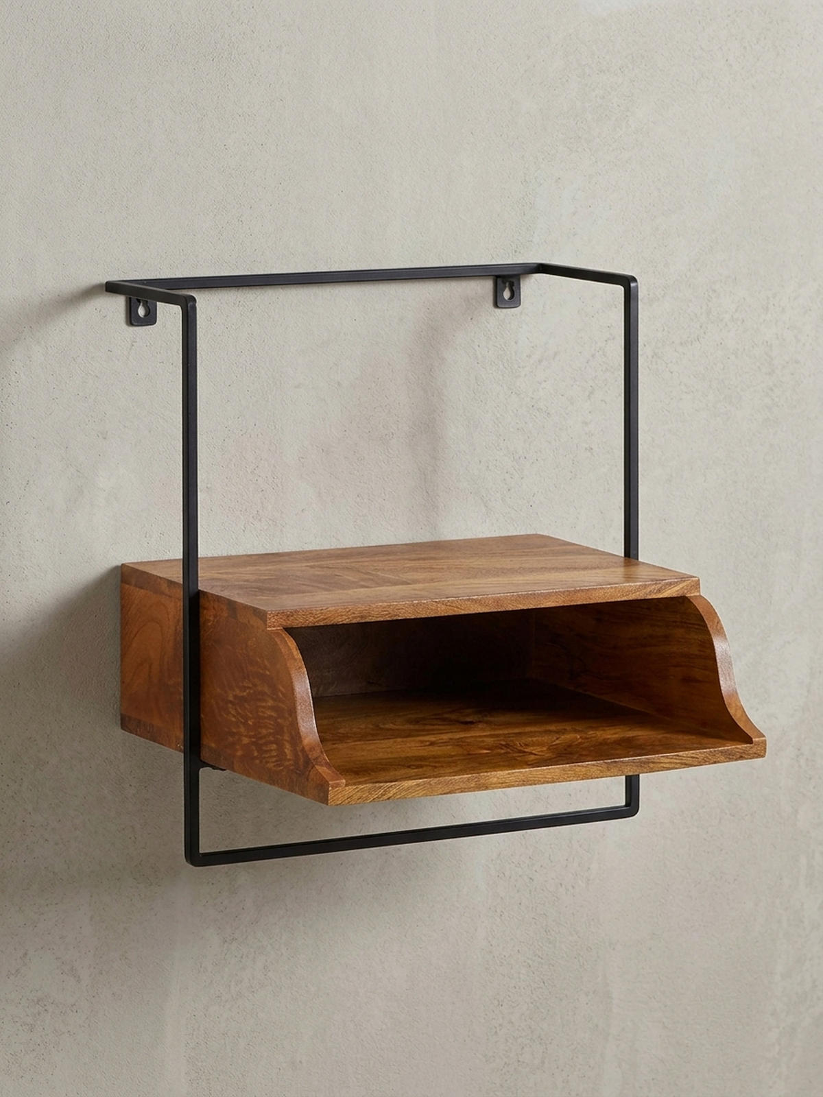 WANDKONSOLE Mango Massivholz Industrial Stil 44x45x35 cm - Schwarz/Braun, Holz/Metall (44/45/35cm) - KADIMA DESIGN