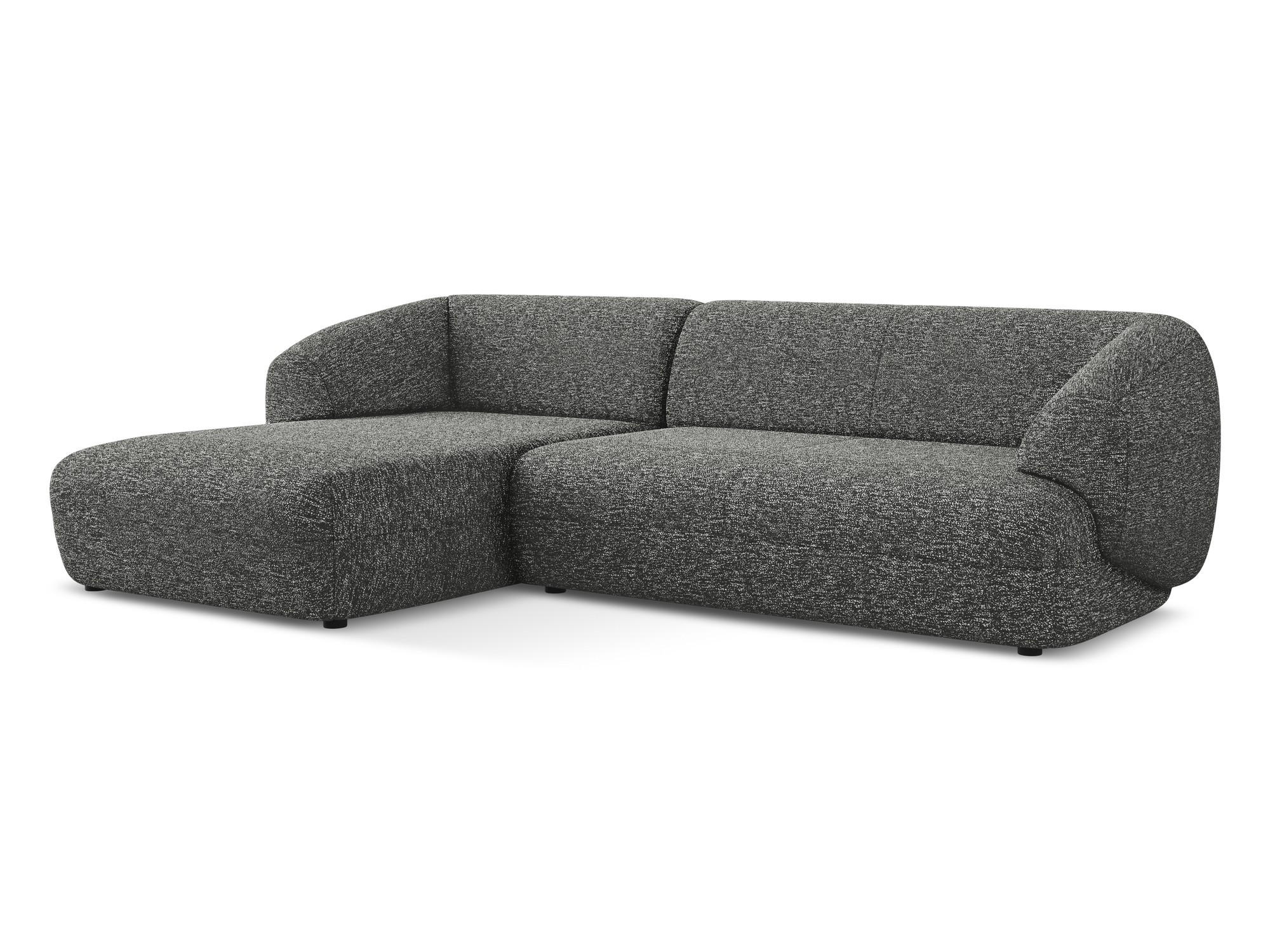 ECKSOFA links Strukturstoff Stoff Grau - Dunkelgrau/Schwarz, Kunststoff/Textil (156/280cm) - Makamii