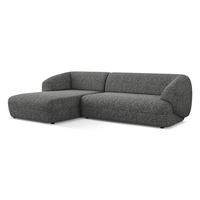 ECKSOFA links Strukturstoff Stoff Grau - Dunkelgrau/Schwarz, Kunststoff/Textil (156/280cm) - Makamii