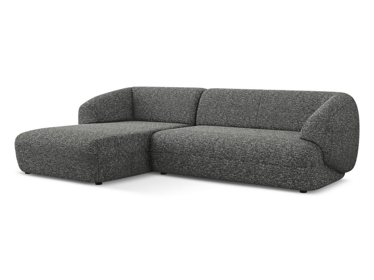 ECKSOFA links Strukturstoff Stoff Grau - Dunkelgrau/Schwarz, Kunststoff/Textil (156/280cm) - Makamii