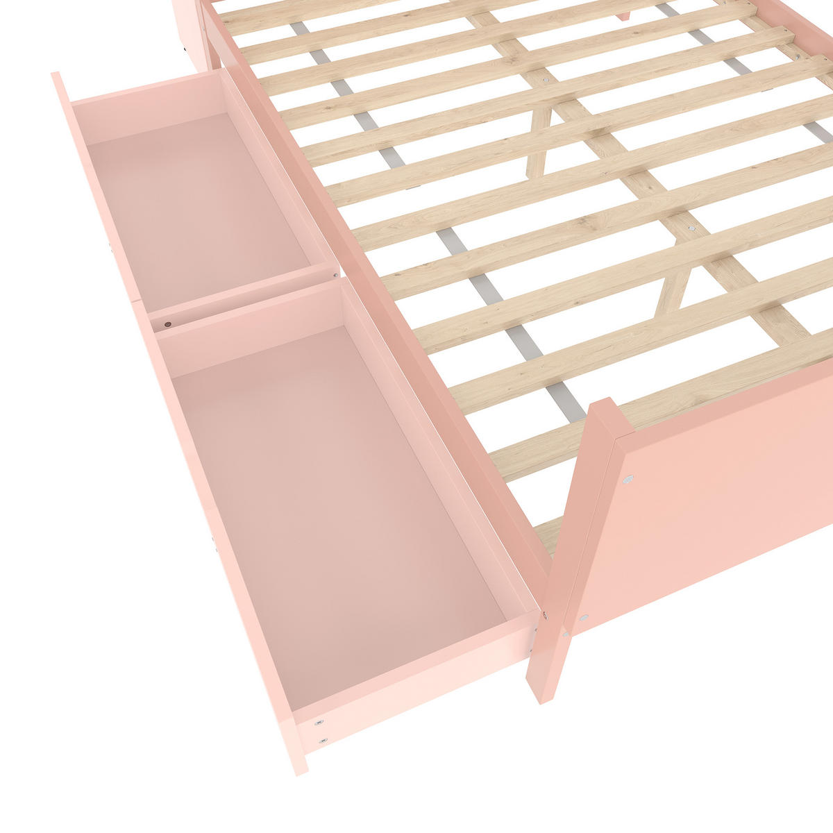 BETT 140/200 cm in Rosa mit 2 Schubladen, Regal und Schreibtisch - Rosa, Holz/Holzwerkstoff (140/200cm) - WISHDOR
