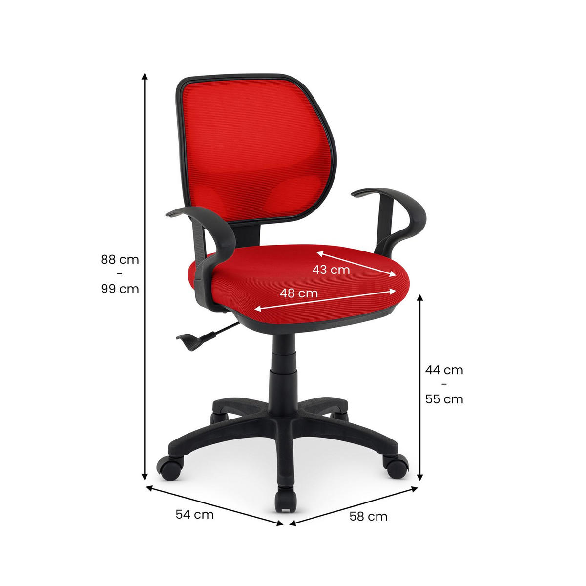 KINDERDREHSTUHL COOL-1 ROT - Rot, Textil (58/97/58cm) - IDIMEX